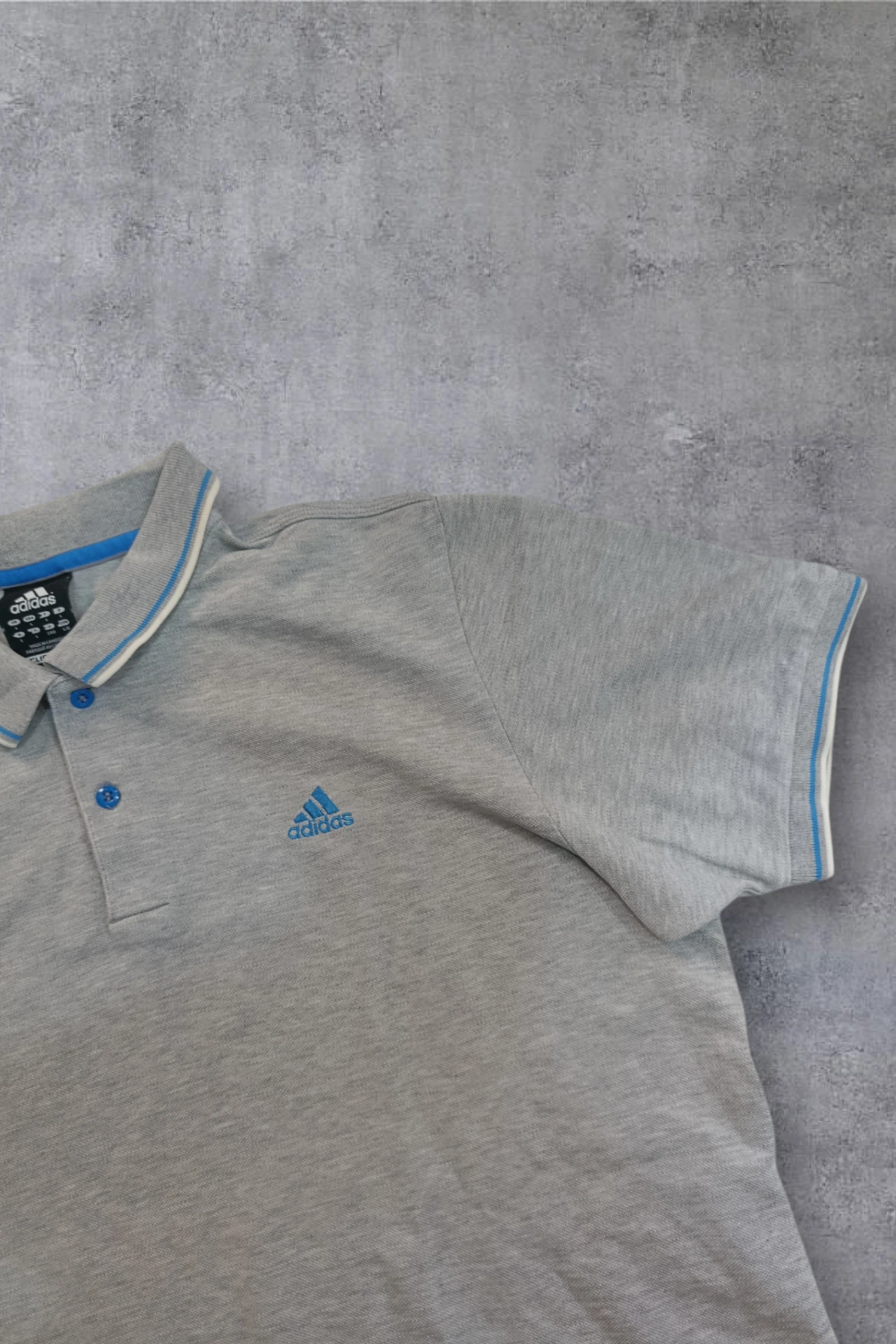 | Polo Adidas Homem | Cor Cinza Mesclada | Borda Azul | Esportivo Casual | Tamanho G | – photo 5